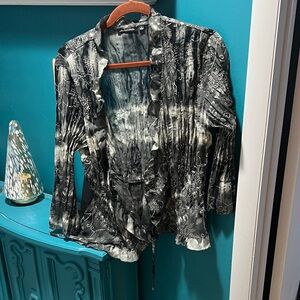 Notations Gray Floral Blouse